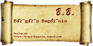 Bögös Begónia névjegykártya